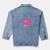 Graduation Cap Monogram Pink Klasse 2024 Jeansjacke (Rückseite)