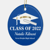 Graduation Cap Navy Blue Gold Class of 2022 Foto Keramik Ornament (Links)