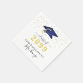 Graduation Cap Navy Blue Gold Confetti-Skript Serviette (Ecke)