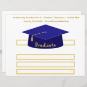 Graduation Cap Navy Blue Paper Hat Gold Graduate (Vorne/Hinten)