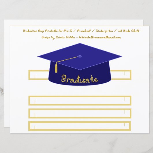 Graduation Cap Navy Blue Paper Hat Gold Graduate (Vorne/Hinten)