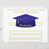 Graduation Cap Navy Blue Paper Hat Gold Graduate (Vorderseite)
