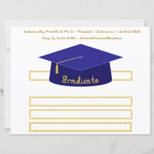 Graduation Cap Navy Blue Paper Hat Gold Graduate (Vorderseite)