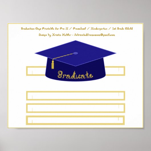 Graduation Cap Navy Blue Paper Hat Graduate Gold Poster (Vorne)