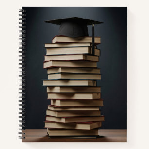 Graduation Cap on Books-Symbol of Academic Success Notizblock