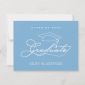 Graduation Cap Powder Blue Vielen Dank Mitteilungskarte (Vorderseite)