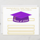 Graduation Cap Purple Party Hat 2026 in White (Vorderseite)