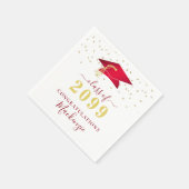 Graduation Cap Red Gold Confetti Script Serviette (Ecke)