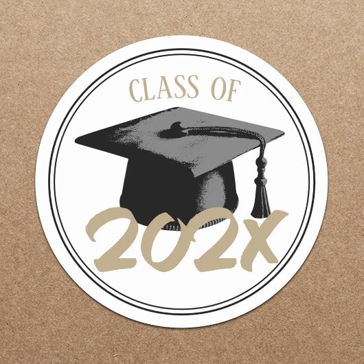 Graduation Cap Schlicht Class 2024 Runder Aufkleber