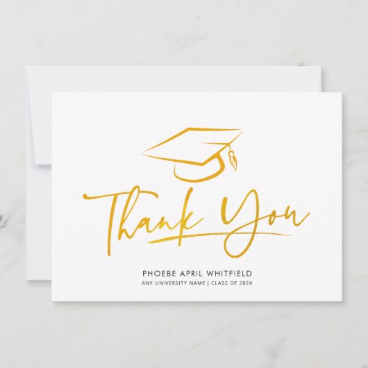 Graduation Cap Script Class of 2025 Dankeskarte (Vorderseite)