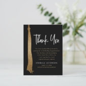 Graduation Cap Tassel Gold Black Modern Dankeskarte (Stehend Vorderseite)