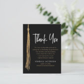 Graduation Cap Tassel Gold Black Modern Dankeskarte (Stehend Vorderseite)