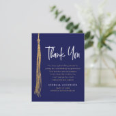 Graduation Cap Tassel Gold Blue Moderne Dankeskarte (Stehend Vorderseite)