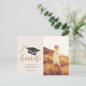 Graduation Cap Tassel Gold Foil Foto 2022 Announc Ankündigungspostkarte (Stehend Vorderseite)