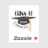 Graduation Cap Tassel I machte es Niedlich Aufkleber (Blatt)