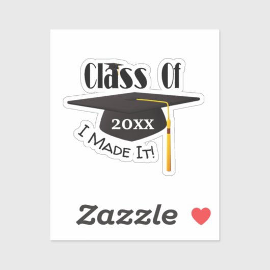 Graduation Cap Tassel I machte es Niedlich Aufkleber (Blatt)