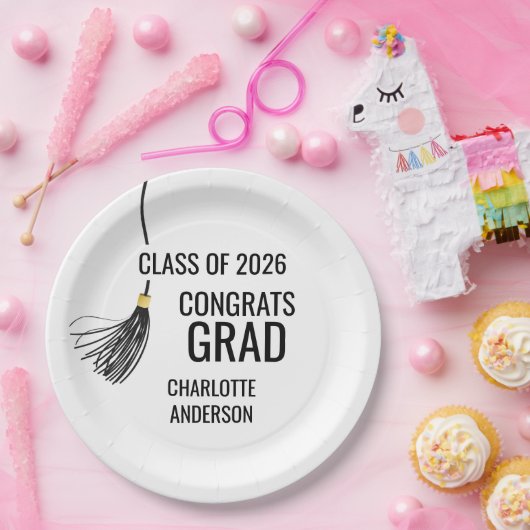 Graduation Cap Tassel  Pappteller (Party)