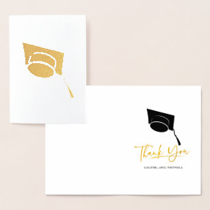 Graduation Cap Tassel Typografie Gold Vielen Dank Folienkarte