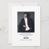 Graduation Cap Toss Black & White Grad Party Einladung (Rückseite)