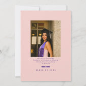 Graduation Cap Toss Blush Pink & Purple Grad Party Einladung (Rückseite)