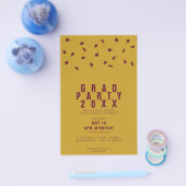 Graduation Cap Toss Maroon & Gold Grad Party Flyer (Einzeln)