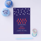 Graduation Cap Toss Red & Navy Grad Party Flyer (Einzeln)