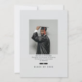 Graduation Cap Toss Silver & Black Grad Party Einladung (Rückseite)