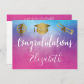 Graduation Cap Wörter der Weisheit Ratschläge Rosa Postkarte (Vorne/Hinten)