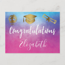 Graduation Cap Wörter der Weisheit Ratschläge Rosa Postkarte