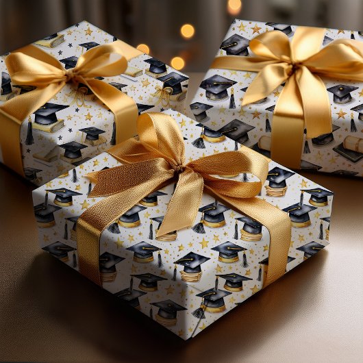 Graduation Caps and Diplomas Grad Celebration Geschenkpapier Set