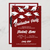 Graduation Caps Maroon und White Foto Grad Party Einladung (Vorne/Hinten)