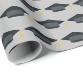 Graduation Caps Muster Gray Geschenkpapier (Rolleneckpunkt)