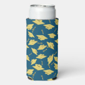 Graduation Caps Party Glückwünsche Blue & Gold Selters Dosenkühler (Seltzer Rückseite)