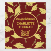 Graduation Caps Party Herzlichen Glückwunsch Maroo Weinetikett (Einzelnes Label)