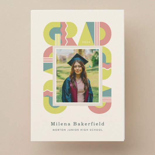 Graduation card class of 2026 retro ankündigung
