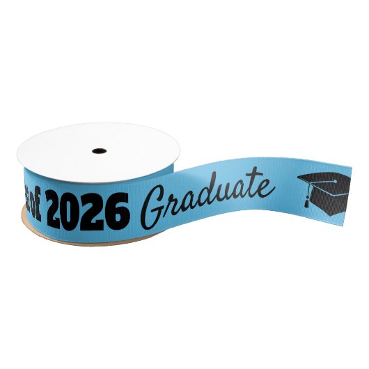 Graduation Celebration Black Blue Hat Vector Art Ripsband (Spule)