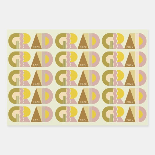 Graduation class of 2026 retro geschenkpapier set (Vorderseite)