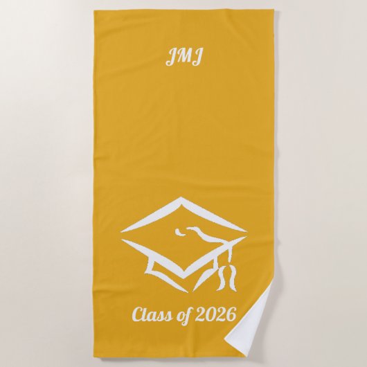 Graduation Class of 20?? GLDWHT Custom Year Name Strandtuch (Vorderseite)