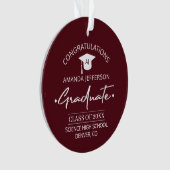 Graduation | Class year and school PHOTO burgundy Ornament (Vorderseite)