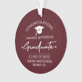 Graduation | Class year and school PHOTO burgundy Ornament (Vorderseite)