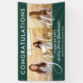 Graduation Congrats 3 Photo Collage Dark Green Banner (Vertikal)