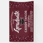 Graduation Congrats Confetti Modern Maroon & White Banner (Vertikal)