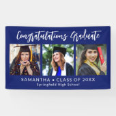 Graduation Congratulations Graduate 3 Photo Blue Banner (Horizontal)