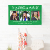 Graduation Congratulations Graduate 3 Photo Green Banner (Insitu)