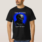 Graduation Cyber Skull Blue Glow Robot Head Design T-Shirt (Vorderseite)