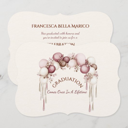 Graduation Daughter Balloons Invitation Einladung (Vorne/Hinten)