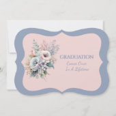 Graduation Daughter Blue Pink Floral Invitation Einladung (Vorderseite)