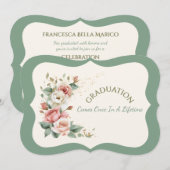 Graduation Daughter Floral Bouquet Invitation Einladung (Vorne/Hinten)