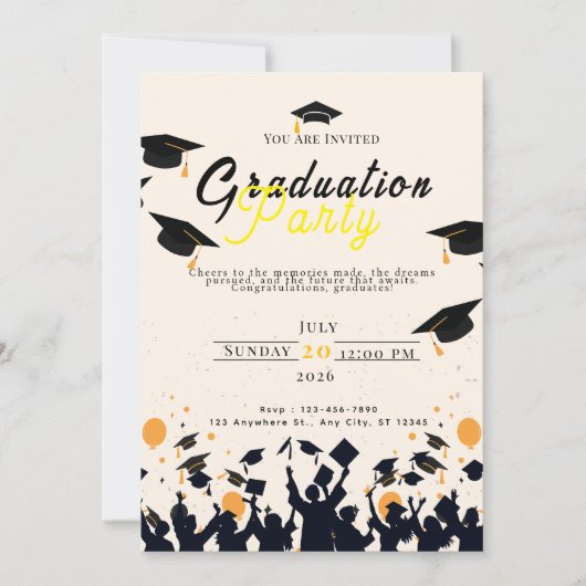 Graduation Digital Invitation Template – Modern Gr Einladung (Vorderseite)