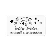 Graduation Doodle Return Address Adressaufkleber (Vorne)